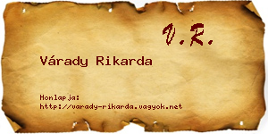 Várady Rikarda névjegykártya